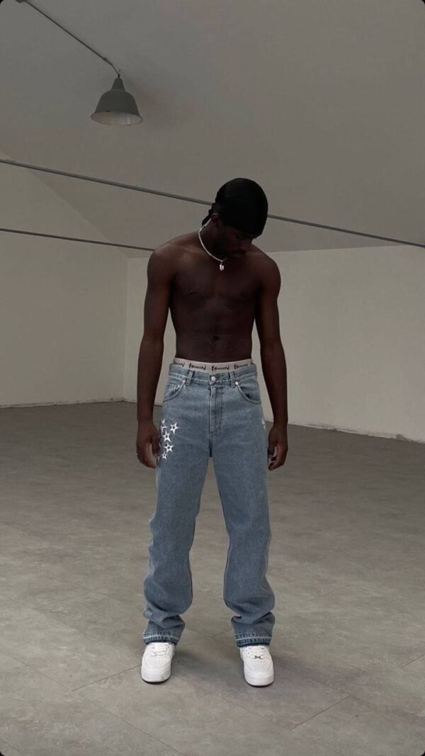 Blue Straight Jeans with Design - Image 4