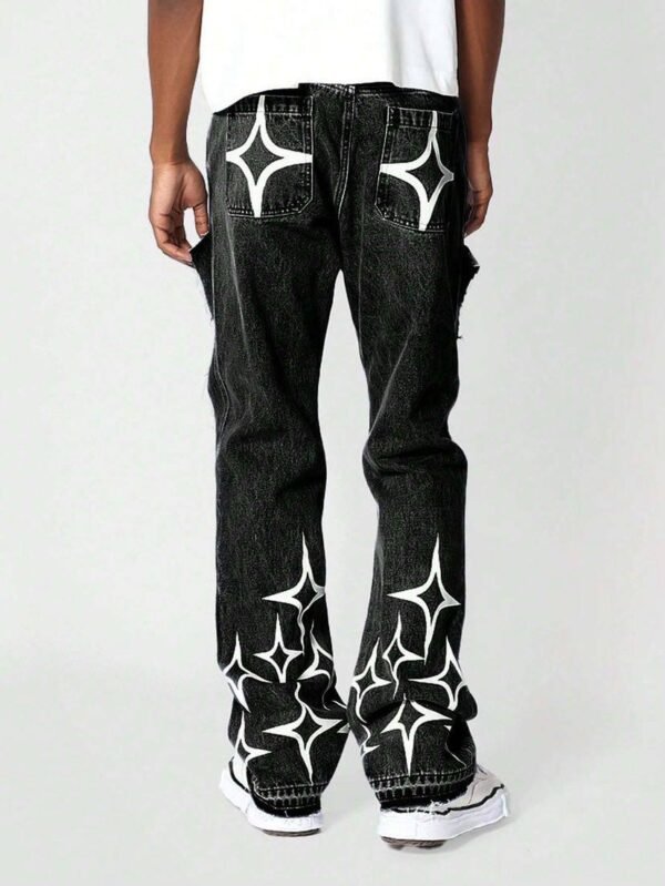 Black Straight Jeans with Design