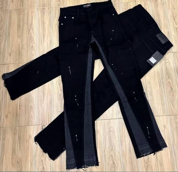 Black Flared Jeans with Design