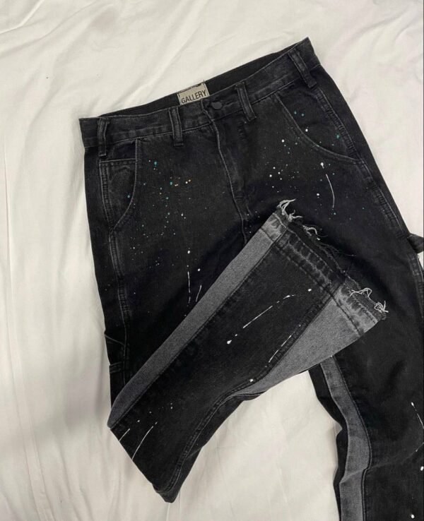 Black Flared Jeans with Design - Image 2