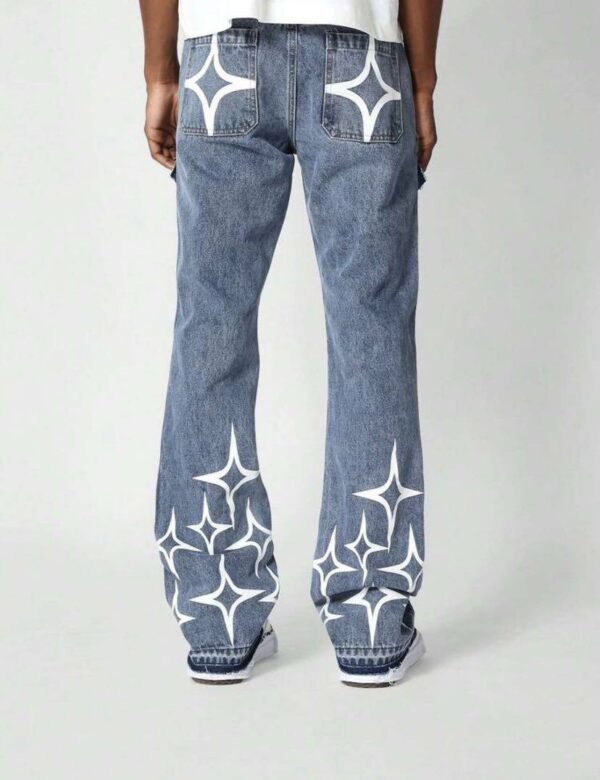 Blue Straight Jeans with Design - Image 2